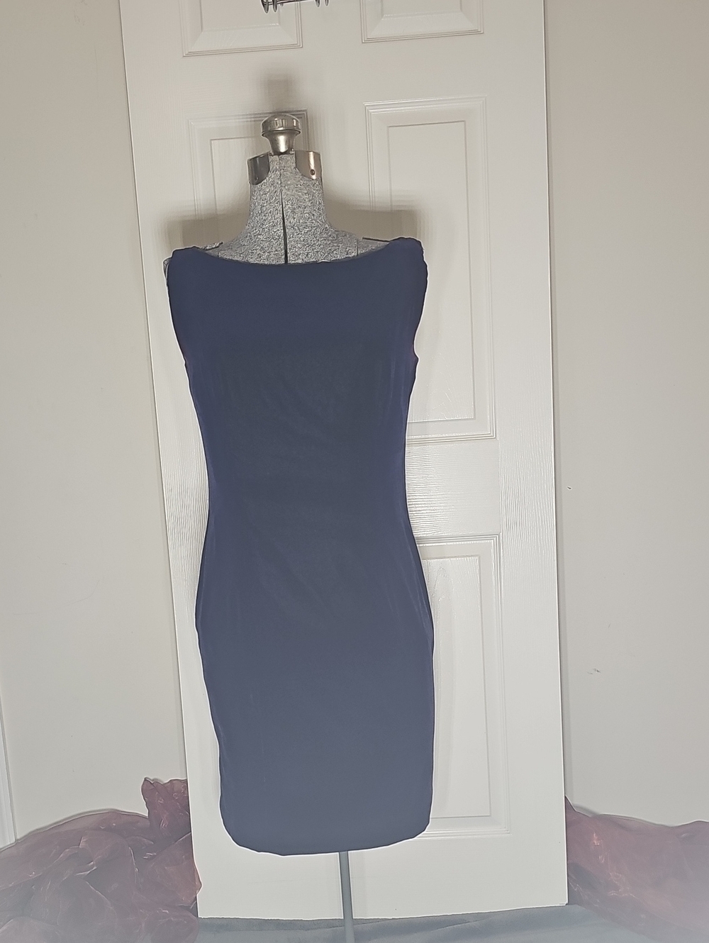 Ann Taylor Blue Lined Sleeveless Classic Knee Length Velour Dress Size 8
